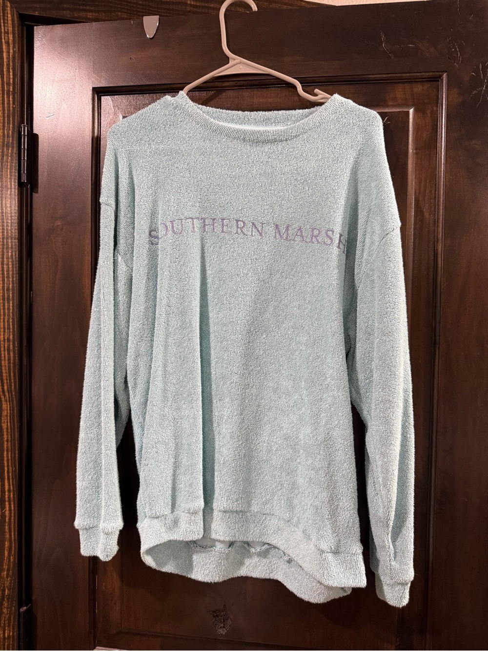 Southern Marsh Light Aqua Relaxed Knit Scoop Neck Sweater